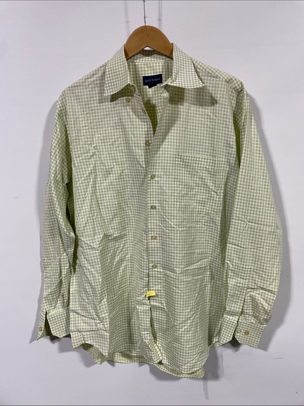 Light Green Gingham Button-Down Shirt - Scott Barber